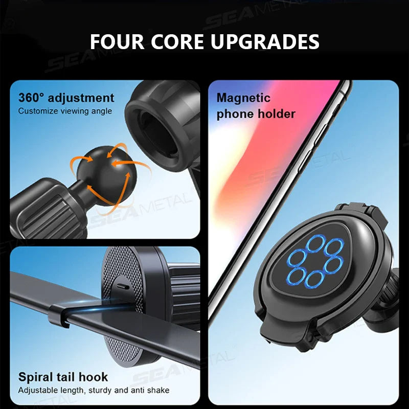 Soporte magnético para teléfono de coche con ventilación y rotación de 360 grados – Soporte magnético 2 en 1 con base para vaso